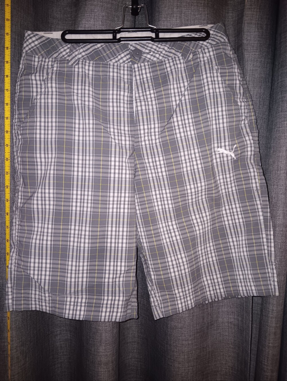 Puma Men’s 30 Gray Plaid Athletic Shorts